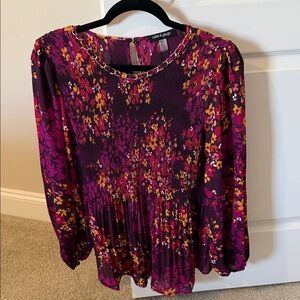 Cable & Gauge Floral Blouse - Purple and Orange